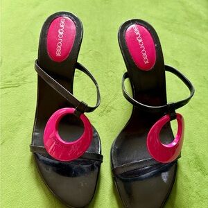 Sergio Rossi Black and Pink Women's Sandals